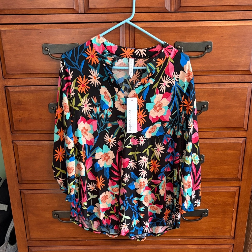 Dear Scarlett Floral Multicolor Blouse - Lizzie Top NWT